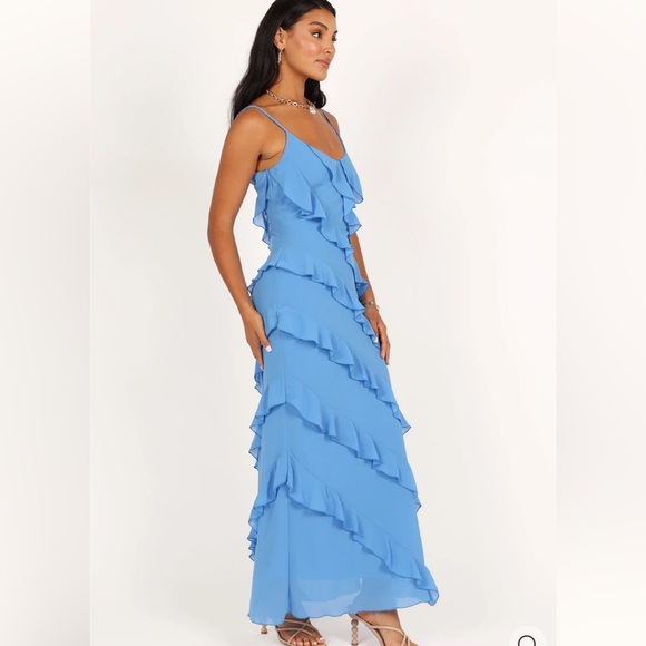 NWOT Petal & Pup Ciao Ruffles Blue Maxi Dress Size S - Picture 3 of 15